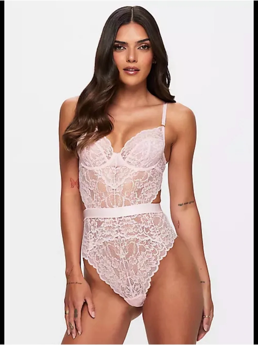 Forever 21 Blush Lace Longline Teddy Bodysuit